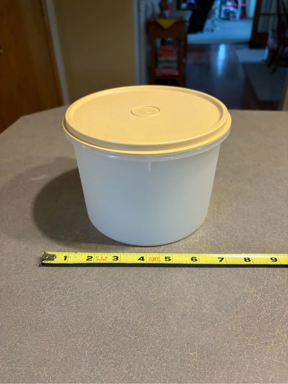 Tupperware Container Round With Tan Lid